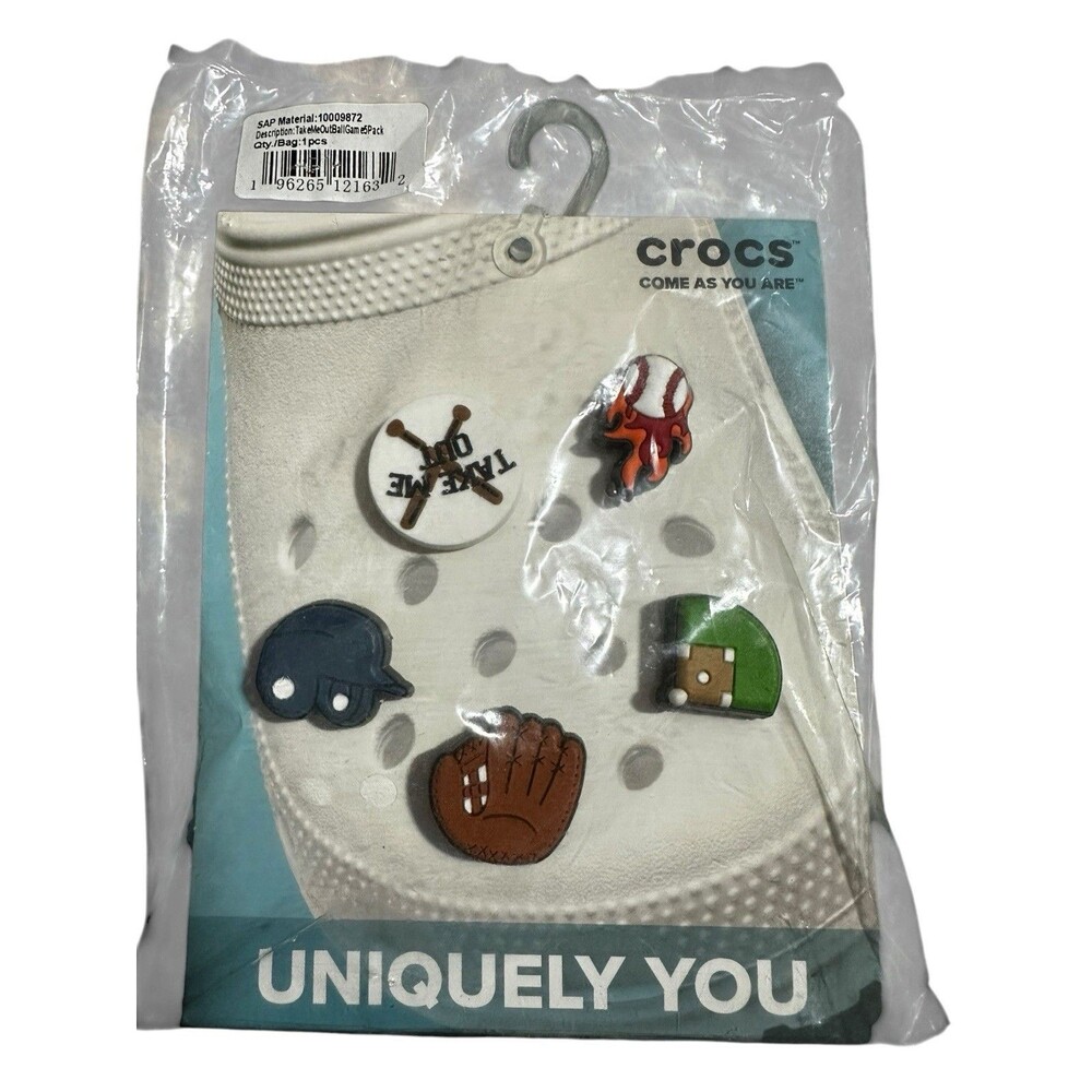 Crocs Uniquely You Take Me Out To The Ballgame 5 Pack Jibbitz Charms NWT Basebal